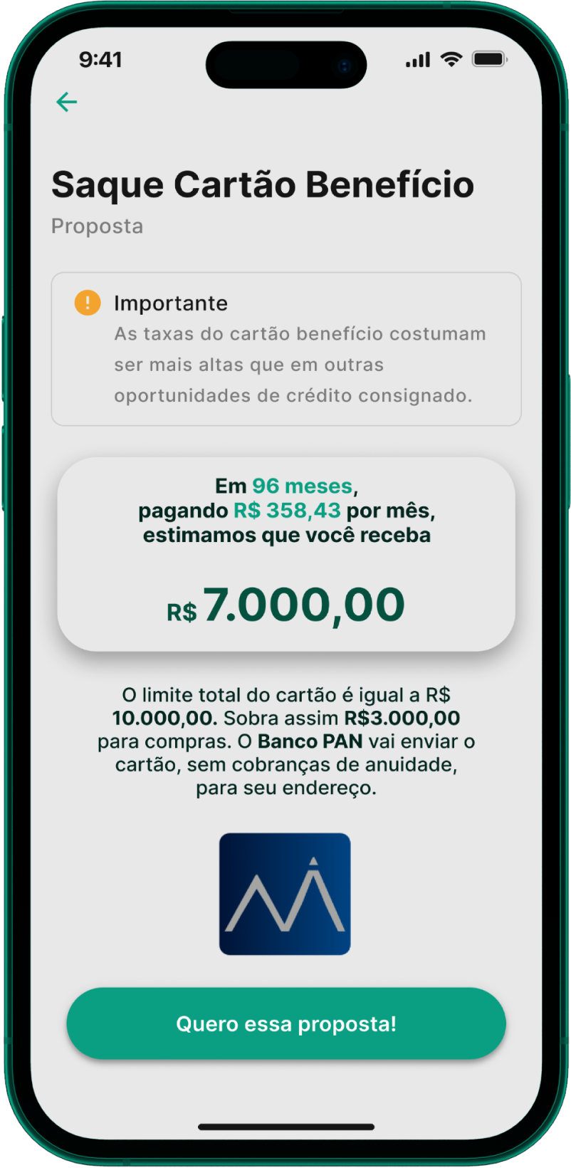 Tela app Konsi Saque Cartão Benefício