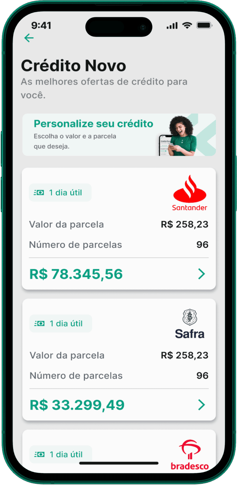 Tela de Empréstimo Consignado do app Konsi Tela de Empréstimo Consignado do app Konsi