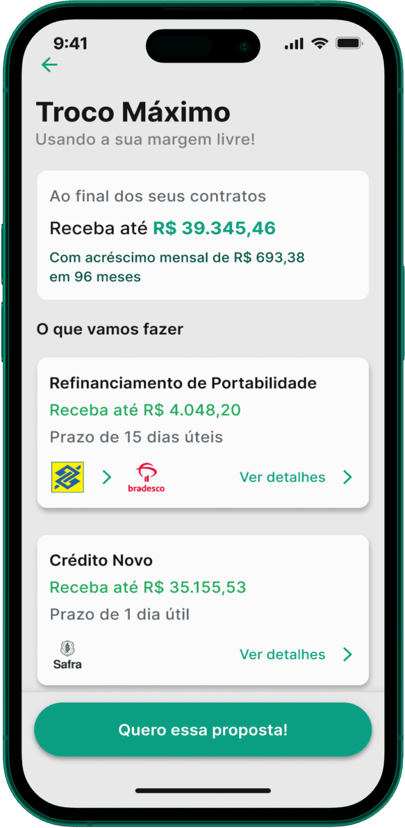Tela de Troco Máximo do app Konsi Tela de Troco Máximo do app Konsi